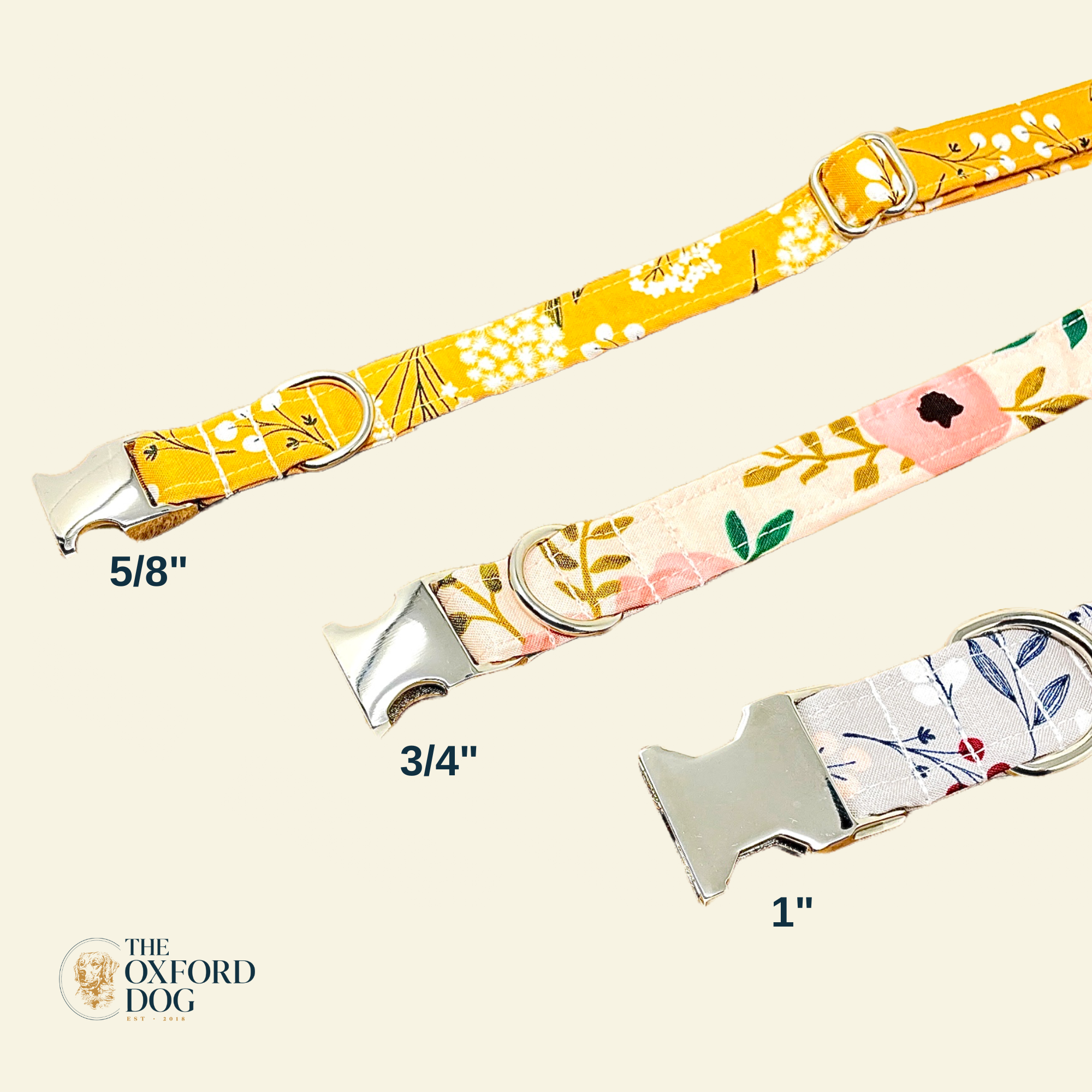 The Oxford Dog - Rosa Hunter Dog Collar: Gold / Large (1")